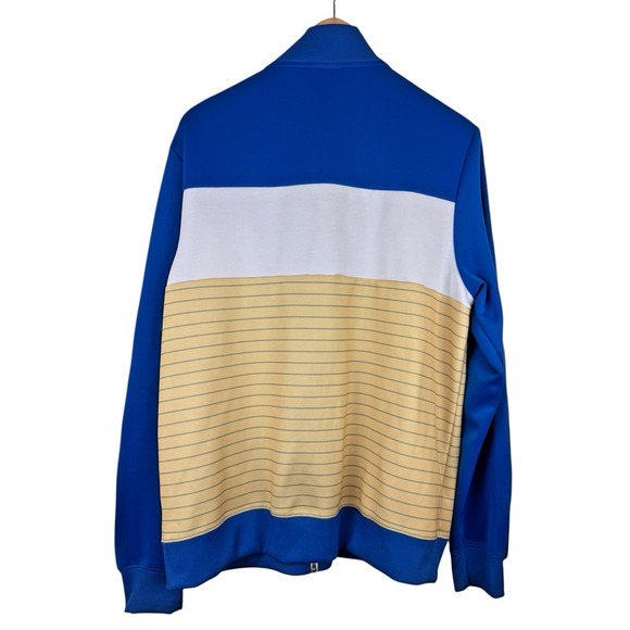 Dragonball Z Vegeta Armor Sweater Mens Large Full Zip Jacket Yellow Blue Fleece - Picture 4 of 5